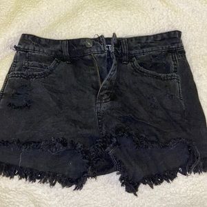 Black jeans shorts